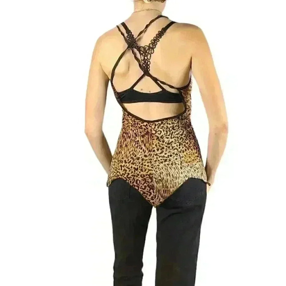 Y2k 90's Retro Sexy Leopard Print Lace Slip Top - Picture 4 of 4